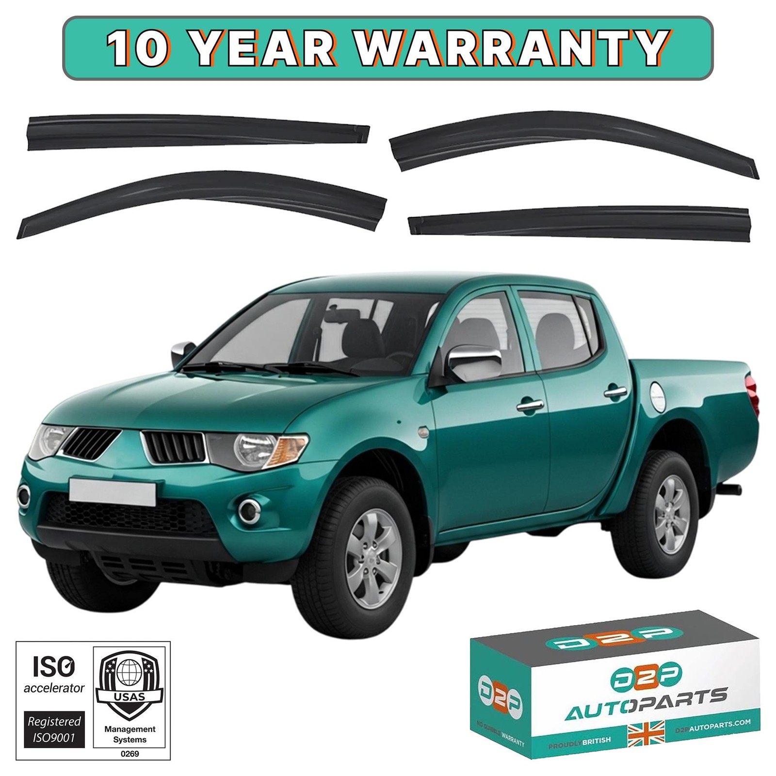 WIND RAIN SUN SMOKE DEFLECTORS FOR 2005-2015 MITSUBISHI L200 KA/KB