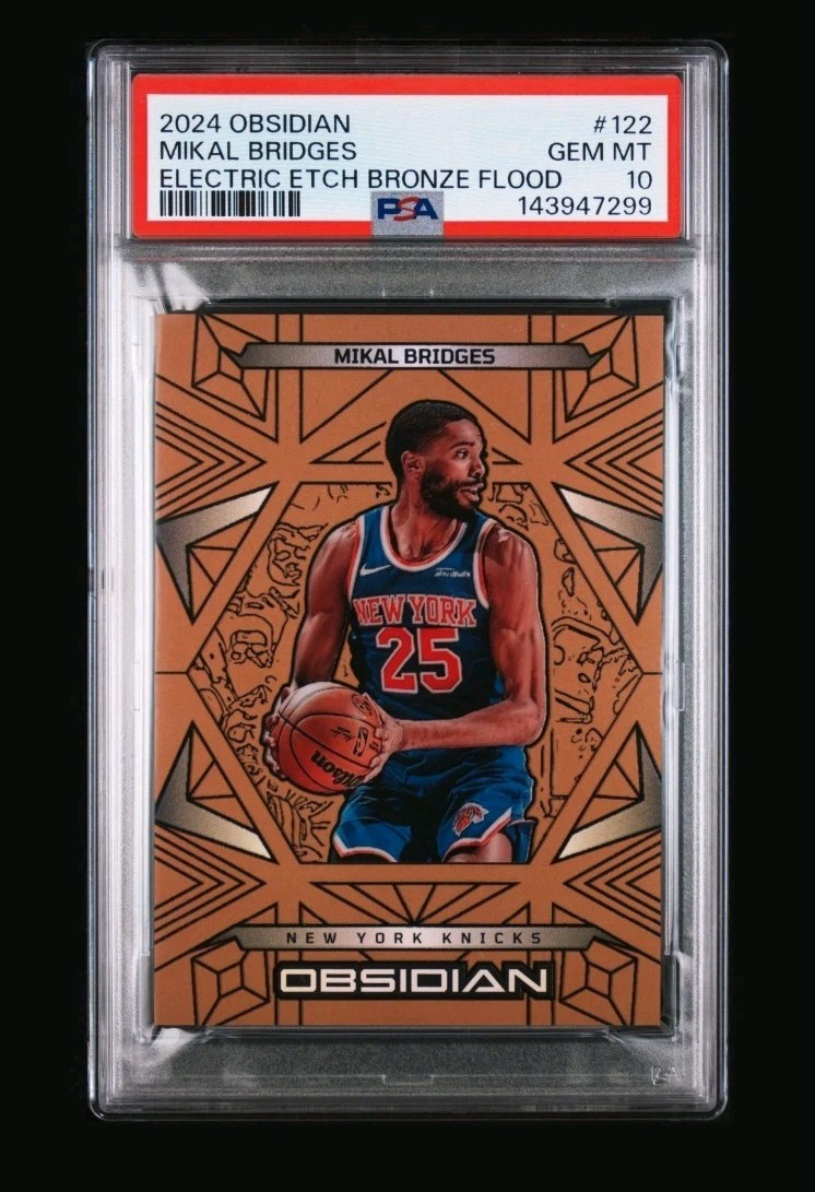 2024 Obsidian #122 Electric Etch Bronze Flood /99 Mikal Bridges PSA 10 Knicks