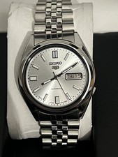 Seiko 5 7009 8740 Silver Dial 37MM Day Date Automatic Overhauled Watch 17 Jewels
