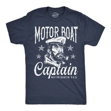 Mens Funny T Shirts Motor Boat Captain Sarcastic Sailor Graphic Novelty Tee for