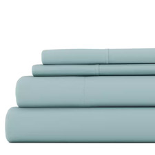 4-Piece Solid Ocean Microfiber Queen Bed Sheet Set