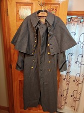 ANTIQUE USMA West Point Cadet Army Military Long Gray Wool Trenchcoat Uniform