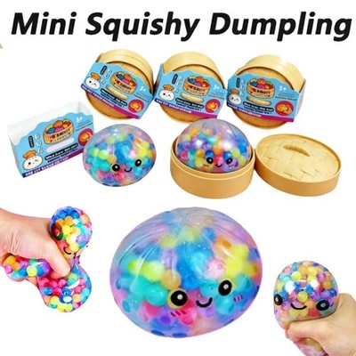 Rainbow Bead Dumpling Squishy Fidget Toy   Colorful Bead-Filled Squeeze Stress R