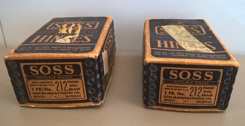 Vintage Box Empty Pair For Soss #212 Concealed Hinges + Instructions & Template
