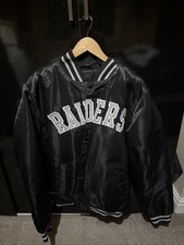 Los Angeles Raiders 1990 Vintage Satin Embroidered Bomber Jacket Spellout Design
