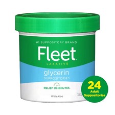Fleet Glycerin Suppositories Adult 24 Count Aid Constipation - EXP 07/2027