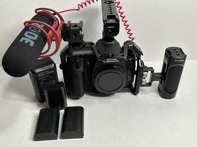 Canon EOS 90D DSLR Camera - Body Only W/ Full Rig - Mic, 3 Batteries