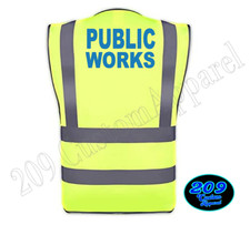 PUBLIC WORKS REFLECTIVE HI-VIS SAFETY VEST ANSI CLASS 2 W/POCKETS ZIP
