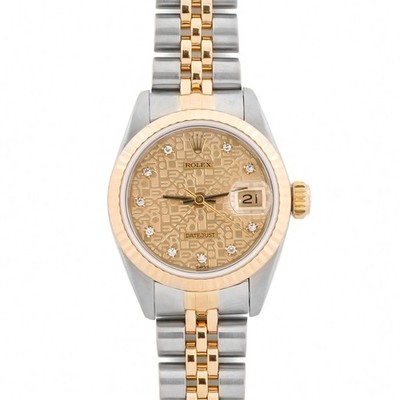 Rolex 69173 Lady-Datejust 26 mm Champagne Jubilee Diamond Dial Box 1988
