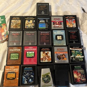 Atari 2600 4 Switch Woodgrain Console Joystick Driver Paddle Wires & 21 Games