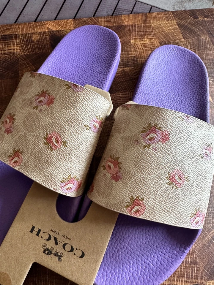 BN Coach Feminino Udele Sport Slide In Signature Lona Floral Areia CAR30 EUA 11 - Imagem 3 de 4