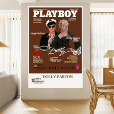 Dolly Parton and Hugh Hefner 24X36 Playboy poster    HAND SIGNED BY THE ARTIST.
