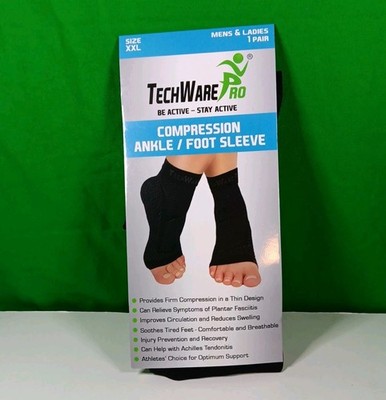 Techware Pro Compression Ankle Foot Sleeve Size L/XL 