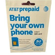 AT&T Prepaid Bring Your Own Phone or Tablet Sim Kit | Universal 3-in-1 Sim Card