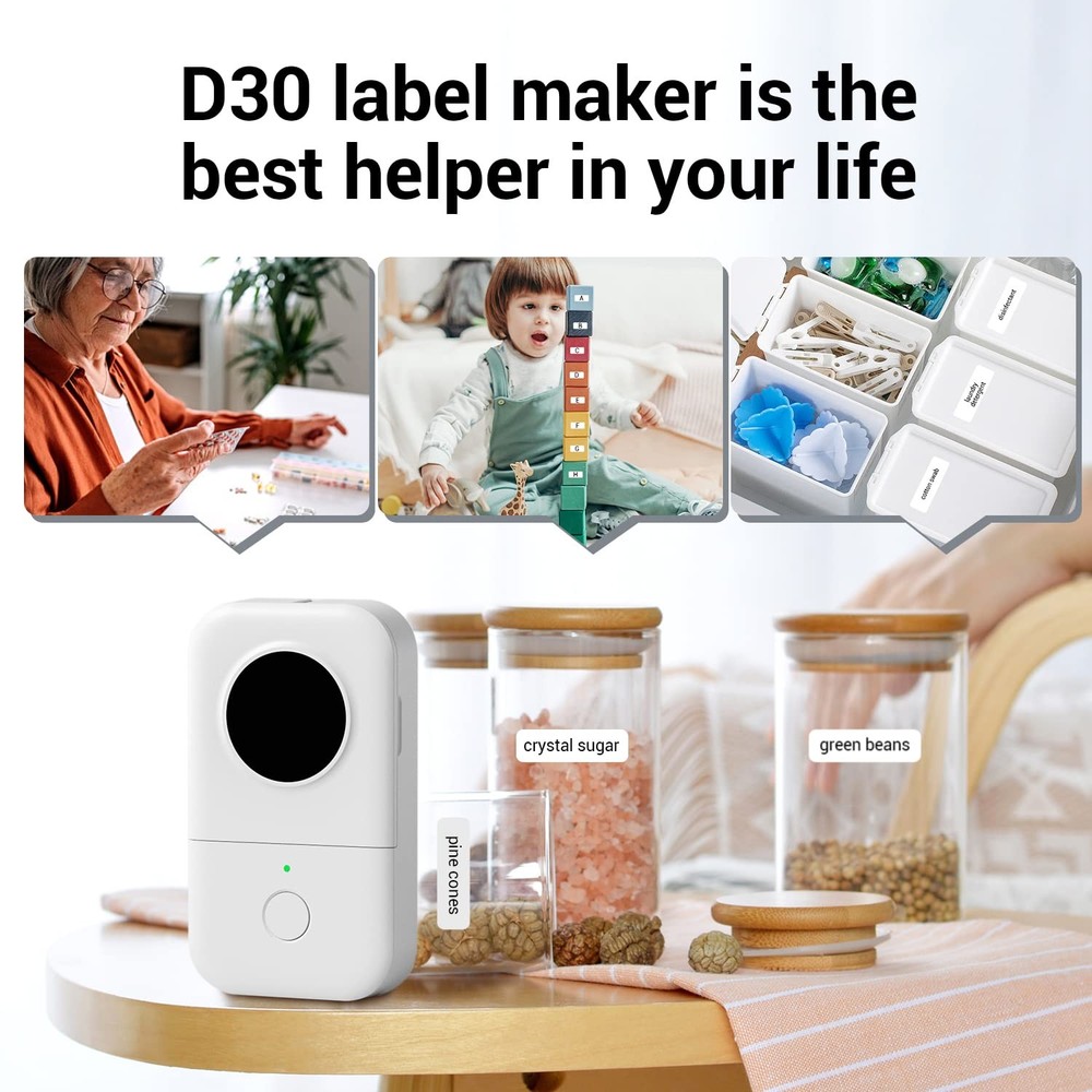 Bluetooth Thermal Label Maker D30 with Tape Mini Portable Printer  
