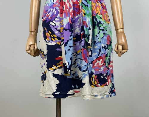 LEONARD STUDIO Multicolor Silk Floral Print Short Sleeve Belted Dress Size 2 - Picture 4 of 23