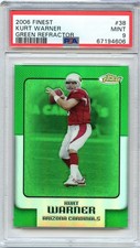 2006 Topps Finest KURT WARNER Green Refractor 140/199 PSA 9 MINT, Cardinals #38
