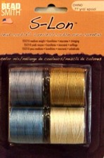 S-LON, Bead Cord, 4 Color Mix, "Chino", .5mm 3 Ply Bonded Twisted Nylon Cord