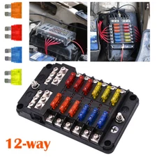 12-Way Blade Fuse Box Block Holder LED Indicator 12V 32V Auto Marine Waterproof