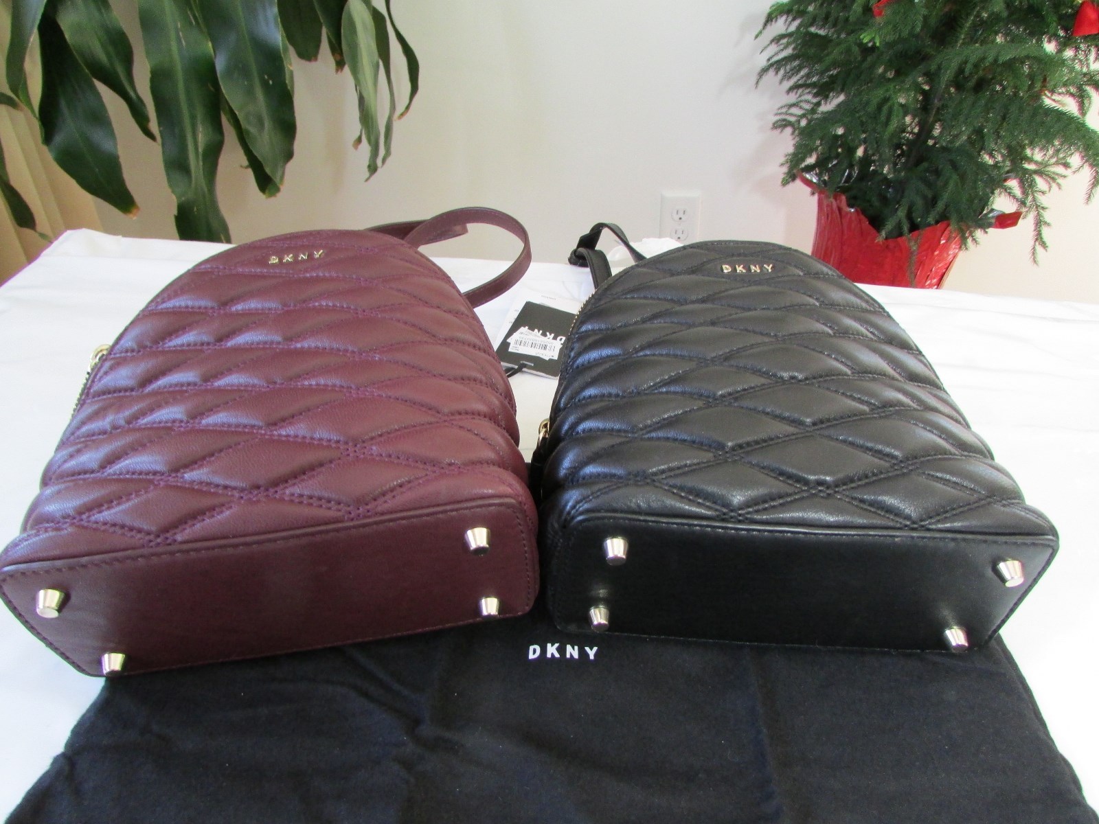 NWT DKNY Lara Mini Quilted Leather Crossbody Bag Cordovan or Black eBay