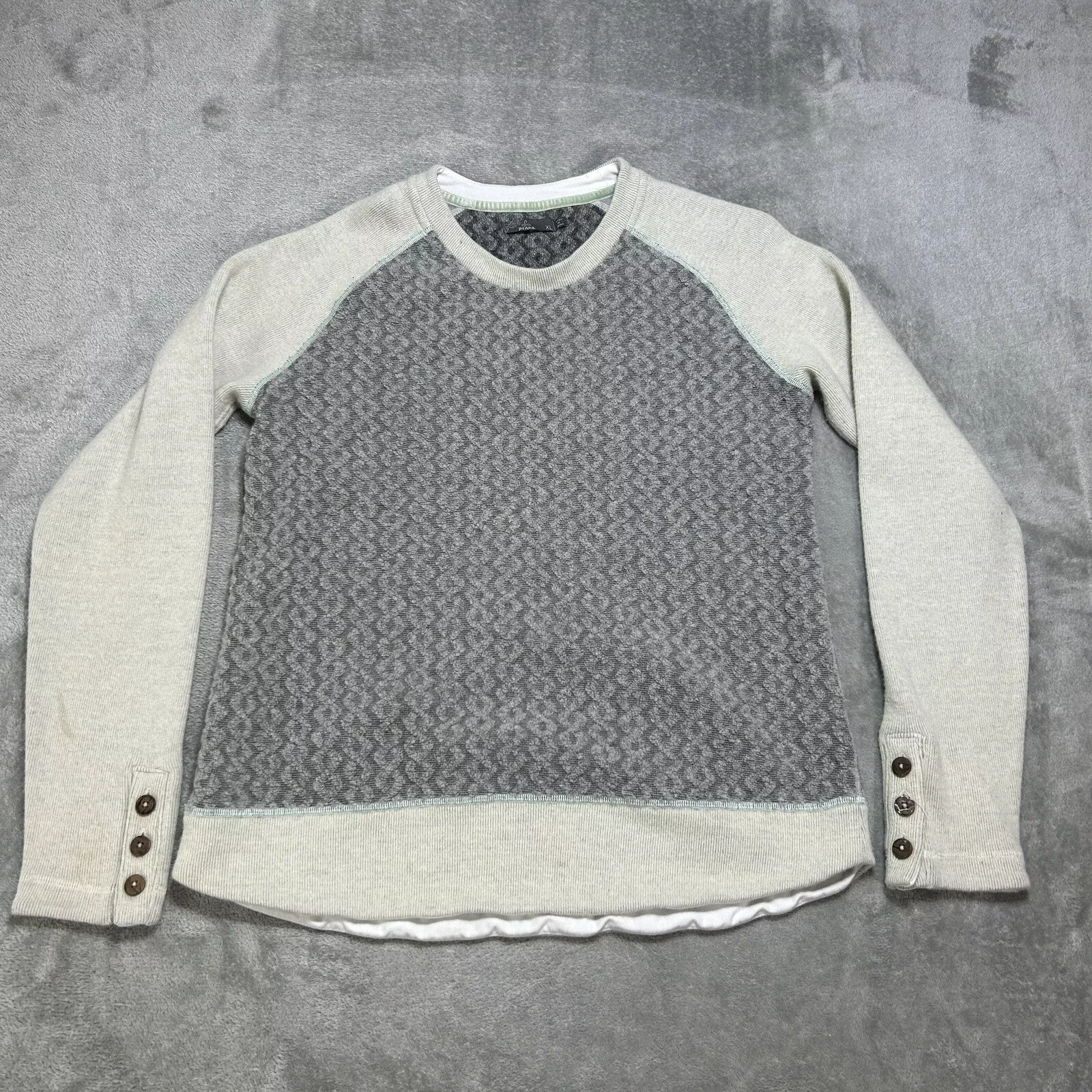 prana aya gravel knit sustainable wool blend pullover sweater