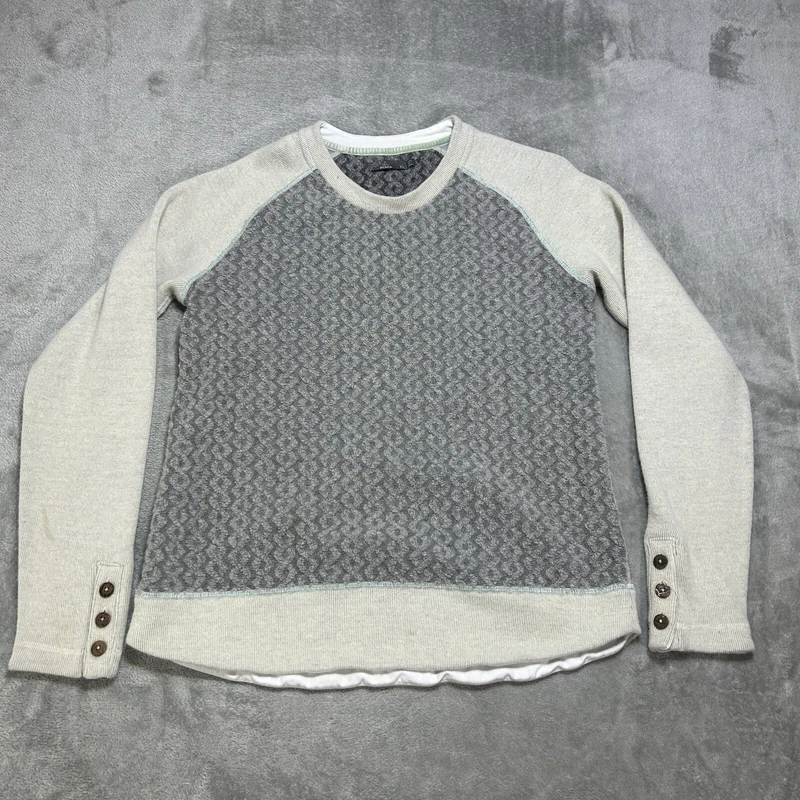 prana aya gravel knit sustainable wool blend pullover sweater