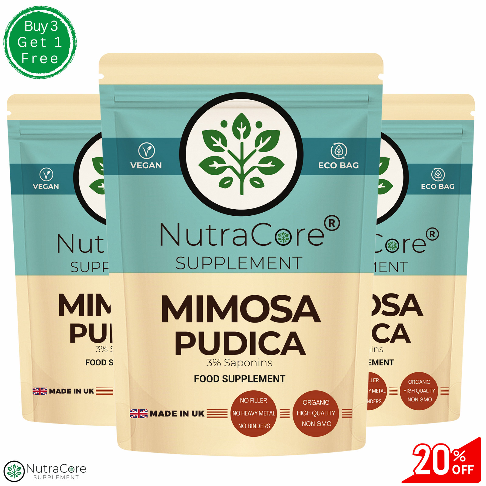 Mimosa Pudica Semilla Tapas 5500mg (3% Saponins) -soporte Gut Salud &natural