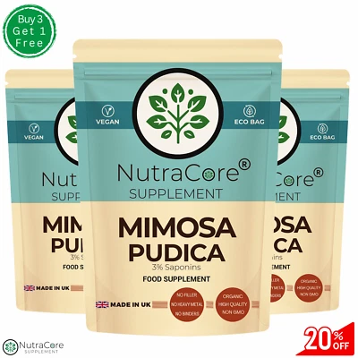 NUTRA CORE Mimosa Pudica Seed Caps 5500mg (3% Saponins)-Support Gut Health &Natural Detox