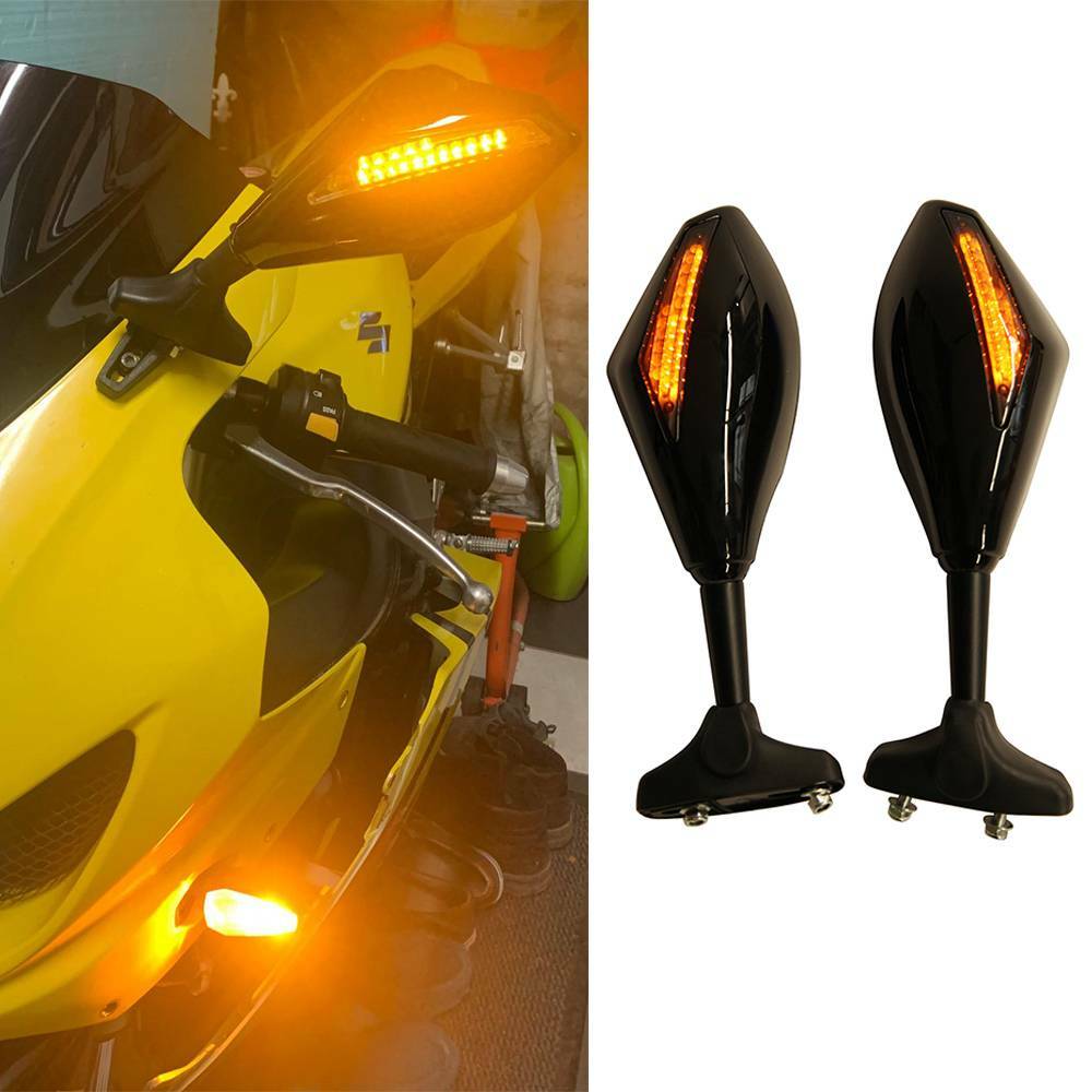 Motorcycle Mirrors With LED Turn Signal For Suzuki GSXR 600 750