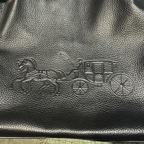 Coach Leather Tote Bag Black Andy Double Handles with Horse and Carriage - Picture 2 of 7