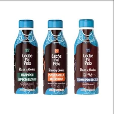 Leche Pal Pelo Rizos & Afro Shampoo, Thermal Protector and Mask Set of 3 x 14.9