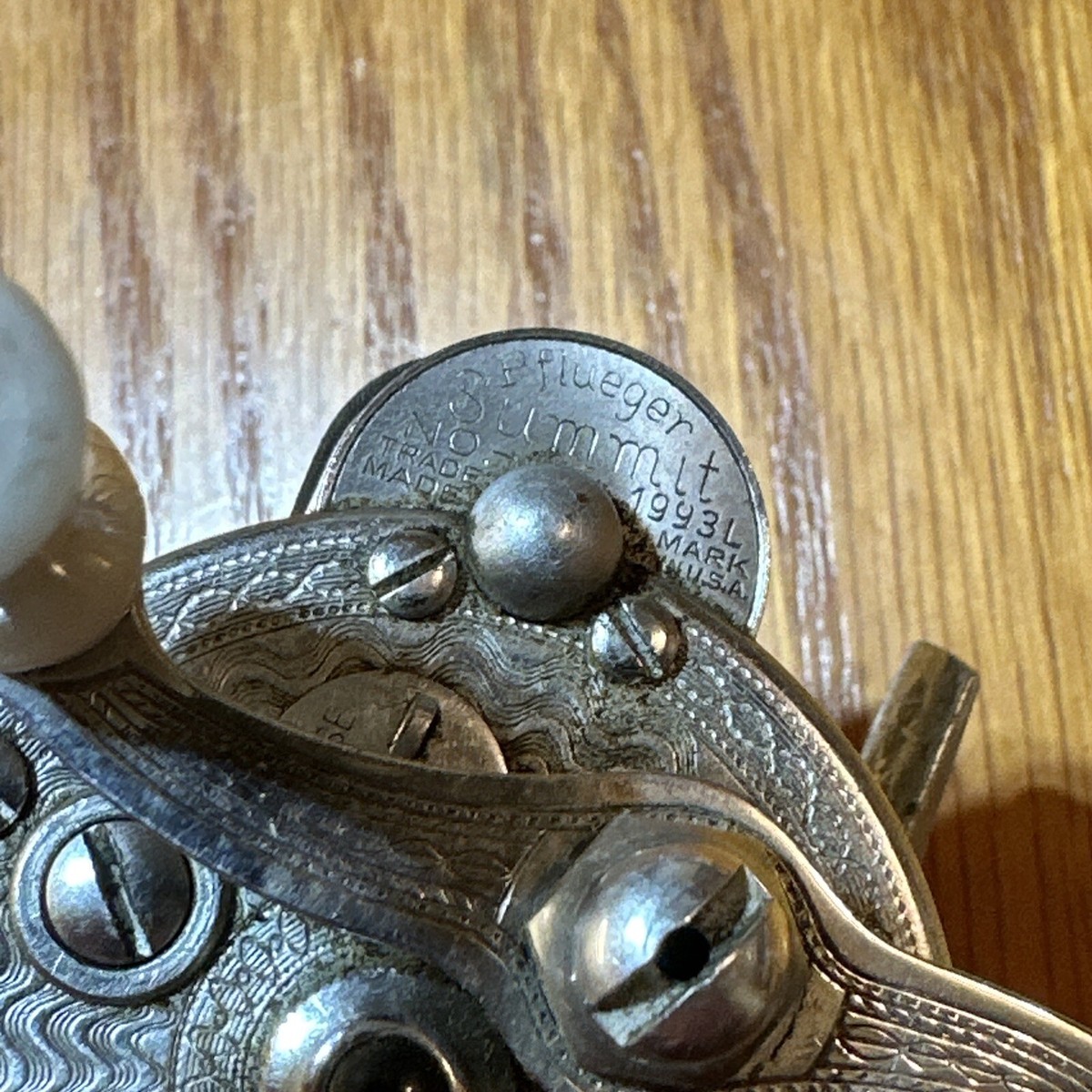 Vintage Silver Pflueger Summit 1993L Casting Reel Ornate Engraving