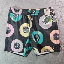NWT Volcom Stoneys Board Shorts Swim Trunks Men Large Geometric Multicolor