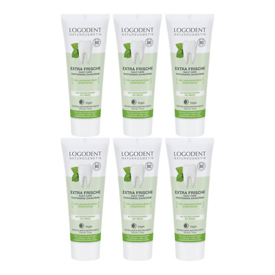 LOGONA EXTRA FRISCHE Pfefferminz Zahncreme 6x75ml