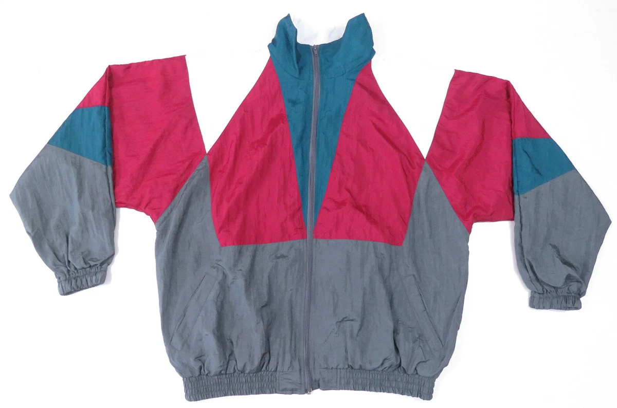 Vintage 80s 90s Color Block Multi Color Full Zip Windbreaker Bomber Jacket Pants