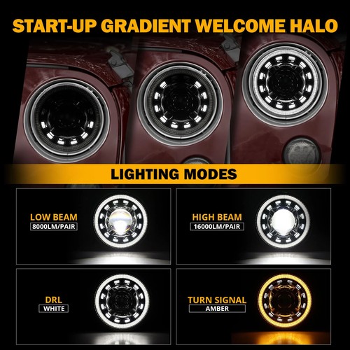 Combo de faros LED DRL para Jeep Wrangler JL JLU Gladiator 2018 2019 2020-2023 - Imagen 2 de 12