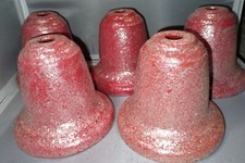 Juego de 5 cubiertas de campana de luz de Navidad MCM brillo esmerilado azúcar rojo 4,75" de alto