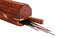 Regal Hand Carved Wooden Coffin Incense Stick / Cone Burner Holder With Storage on sale Regal Hand Carved Wooden Coffin Incense Stick / Cone Burner Holder With Storage on sale