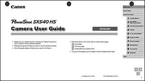 Canon Powershot SX540 HS Digital Camera User Instruction Guide Manual