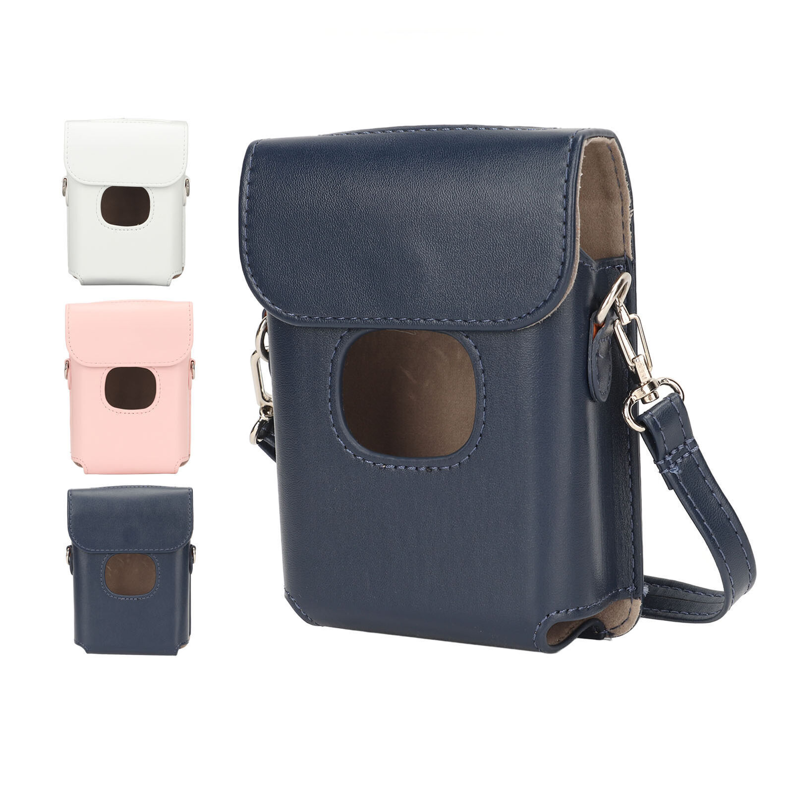 Portable Instant Camera Protective Cover with Shoulder Strap Pure Color PU-image