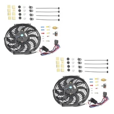 2X 12" Inch Fan & Thermostat Relay Electric Radiator Cooling 12V 80W Mount Kit