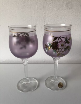 Schöne alte Gläser Kristallgläser 2 Stück farbig Vintage Handmade Famos Deko