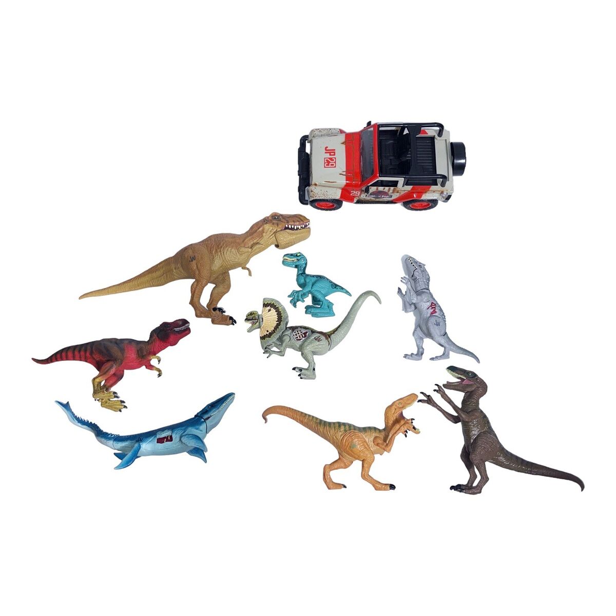 JURASSIC WORLD PARK 29 JEEP & 8 POSEABLE DINOSAUR FIGURES T JURASSIC WORLD PARK 29 JEEP & 8 POSEABLE DINOSAUR FIGURES T