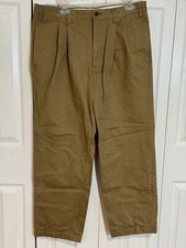 Vintage Orvis Men  s Tan Front Pleated Chinos Pants Hunting Casual Wear Size 36