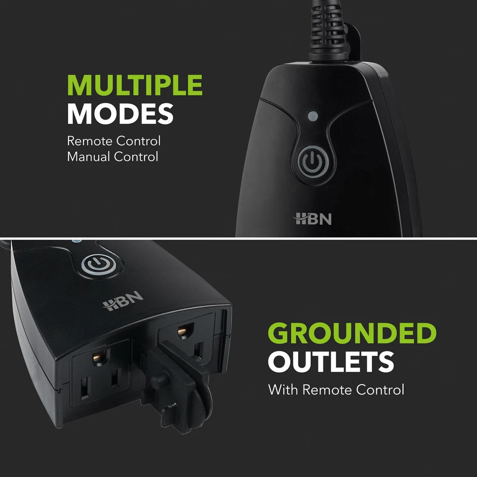 HBN 3 Pack Outlets Wireless Remote Control Electrical Outlet Switch With Remote - Image 2 of 4