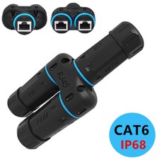IP68 Waterproof RJ45 8P8C CAT6 Gigabit Ethernet Cable Connector 1 To 2 Splitter
