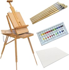 French Easel OIL Painting Set - Wood Sketch Box Art Artist Paint Easel Kit