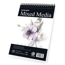Mixed-Media Sketchpad 100 Sheet 98 Ib/160g Top Spiral Drawing Paper 9X12in