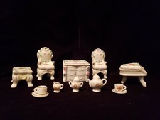 Antique Porcelain Miniature Play and Tea Set Made in Occupied Japan 16 Pieces