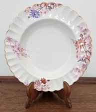 Spode CHELSEA GARDEN Rimmed Soup Bowl Copeland's 8" Mustard Trim Tiny Base Flaw